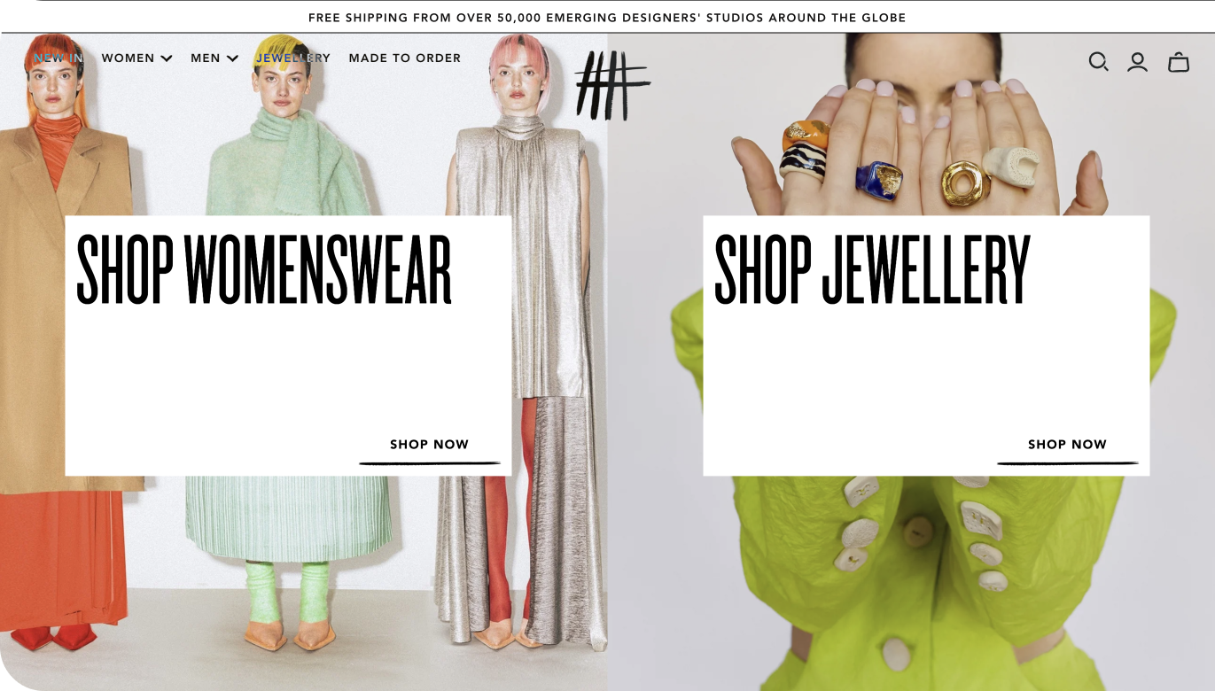 Shop jewellery landing page